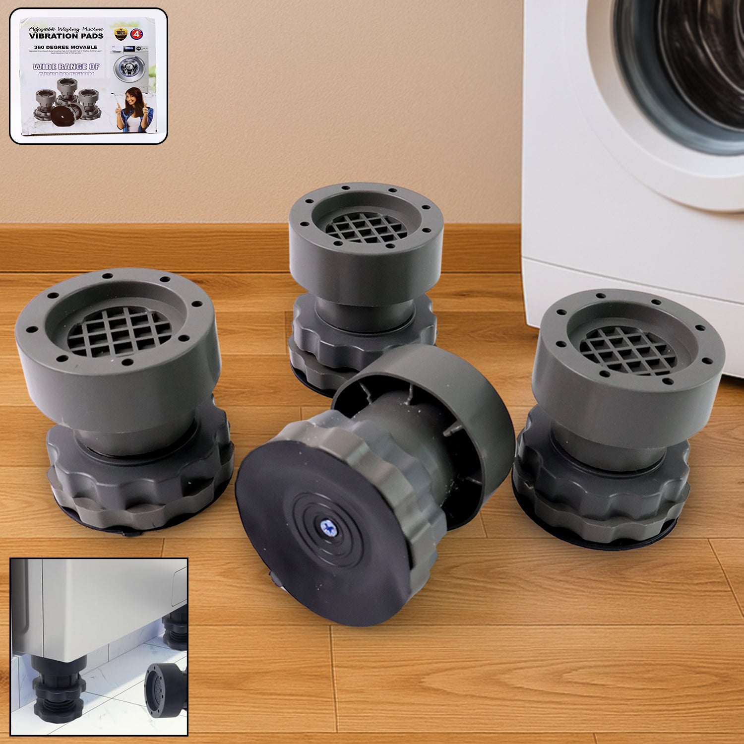 Adjustable Anti-vibration Pads For Washing Machine And Refrigerator Base (4 Pc) Adjustable Anti-vibration Pads For Washing Machine And Refrigerator Base (4 Pc)